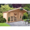2.99m x 4.19m Log Cabin With Fully Glazed Double Doors - 28mm Wall Thickness