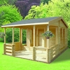 3.89m x 3.69m APEX LOG CABIN - 44MM TONGUE AND GROOVE LOGS