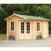 4.0m x 2.8m Corner Log Cabin With Glazed Double Doors - 34mm Wall Thickness