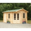 4.0m x 2.8m Unique Log Cabin With Glazed Double Doors - 34mm Wall Thickness - INSTALLED