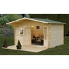 4.0m x 3.0m Classic Log Cabin With Double Doors - 34mm Wall Thickness - INSTALLED