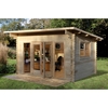 4.0m x 3.0m Stylish Log Cabin With Glazed Double Doors - 44mm Wall Thickness