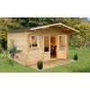 4.0m x 4.0m Log Cabin With 2 Windows + Glazed Double Doors - 34mm Wall Thickness