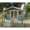 4.19m x 4.19m Log Cabin With Fully Glazed Double Doors - 28mm Wall Thickness