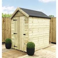 5 x 4 Premier Windowless Pressure Treated Tongue and Groove Apex Shed With Higher Eaves and Ridge Height And Single Door