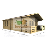 5.0m x 7.0m Log Cabin (2097) - Double Glazing (44mm Wall Thickness)
