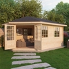 5m x 3m Premier Apex GRANDE Corner Log Cabin (Double Glazing) + Free Floor & Felt & Safety Glass (44mm) - Left Door