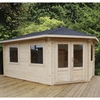 5m x 3m Premier Apex GRANDE Corner Log Cabin (Double Glazing) + Free Floor & Felt & Safety Glass (44mm) - Right Door