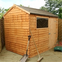 6 x 8 Value Reverse Wooden Overlap Apex Shed With 1 Window And Single Door (10mm Solid OSB Floor) - 48HR + SAT Delivery*