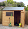 6 x 8 Wooden Tongue and Groove Reverse Apex Garden Shed With 1 Window And Single Door (10mm Solid OSB Floor) - 48HR + SAT Delivery*