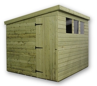 7 x 4 Pressure Treated Tongue and Groove Pent Shed With 3 Windows And Side Door