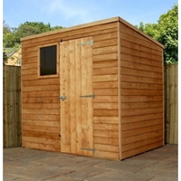 7 x 5 Buckingham Value Wooden Overlap Pent Wooden Garden Shed With 1 Window And Single Door (10mm Solid OSB Floor) - 48HR + SAT Delivery*