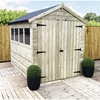 7 x 6 Premier Pressure Treated Tongue and Groove Apex Shed With Higher Eaves And Ridge Height 3 Windows And Double Doors
