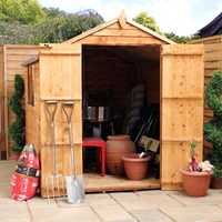 8 x 6 Buckingham Value Wooden Overlap Apex Garden Wooden Shed With 2 Windows And Double Doors (Solid 10mm OSB Floor) - 48HR + SAT Delivery*