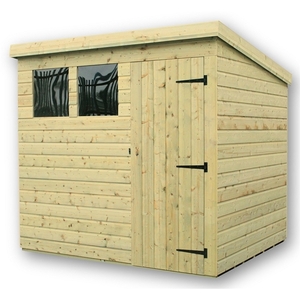 9 x 6 Pressure Treated Tongue and Groove Pent Shed With 2 Windows And Single Door