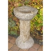 Hammered Finish Beige Granite Bird Bath