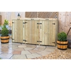 Triple Redwood Pressure Treated Wheelie Bin Store - 140 Litre Bins