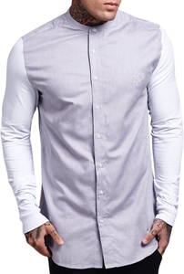 Sik Silk Contrast Jersey Sleeve Shirt Light Grey - M (44in)
