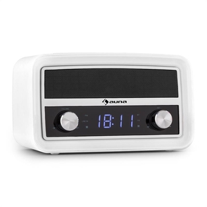 Auna Caprice WH Retro Radio Alarm Clock Bluetooth FM USB AUX White