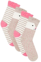 2 PACK Brown,  Pink & Multi Cute Bear Socks