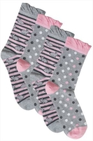 2 PACK Grey & Pink Bunny & Polka Dot Socks