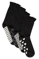 4 PACK Black & Grey Mix Print Footbed Socks