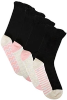 4 PACK Black & Multi Footbed Pattern Socks