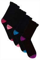 4 PACK Black Coloured Heel Toe Socks In Extra Wide Fit