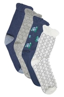 4 PACK Navy Blue & Multi Floral Patterned Socks