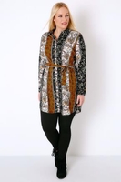 AX PARIS CURVE Multi Animal Print Longline Shirt With Tie Waist