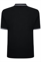 BadRhino Black Polo Shirt With White Stripe Detail - TALL