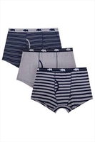 BadRhino Grey Marl & Navy Striped Keyhole Boxer Trunks 3 Pack