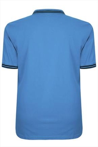 BadRhino Light Blue Polo Shirt With Navy Stripe Detail - TALL