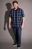 BadRhino Navy & White Check Short Sleeve Cotton Shirt