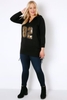 Black & Gold Sequin "82" Hoodie With Ruched Sides