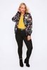 Black & Multi Floral Print Textured Bomber Jacket