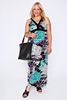 Black & Multi Large Floral Print Maxi Dress With Contrasting Trim
