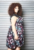 Black & Multi Rose Print Midi Dress With Chiffon Yoke