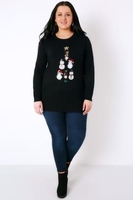 Black & Multi Sequin Christmas Character Pyramid Jumper