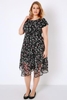 Black & Multi Spot Print Floaty Midi Dress With Hanky Hem