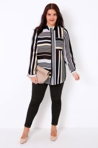 Black & Multi Stripe Shirt With Side Splits