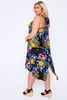 Black & Multi Tropical Floral Print Twist Back Midi Dress