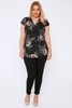 Black & Multi Vintage Floral Print Wrap Front Top