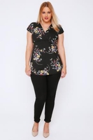 Black & Multi Vintage Floral Print Wrap Front Top