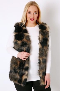 Black & Tan Faux Fur Gilet