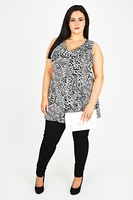 Black & White All Over Print Longline Sleeveless Top