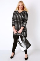 Black & White Border Print Longline Top