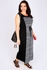 Black & White Maxi Dress With Aztec Printed Front Panel