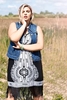 Black & White Mixed Placement Print Dress With Fringed Hem