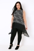 Black & White Mono Print Sleeveless Top With Chiffon Stepped Hem